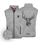Hellgraues Herren Gilet Strickoptik Hirsch Stick #Farbe_Grau-Strick