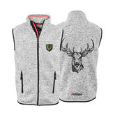 Hellgraues Strickfleece Gilet Hirsch Stickerei #Farbe_Hellgrau