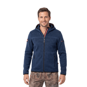Herren Fleece Jacke mit Kapuze dunkelblau