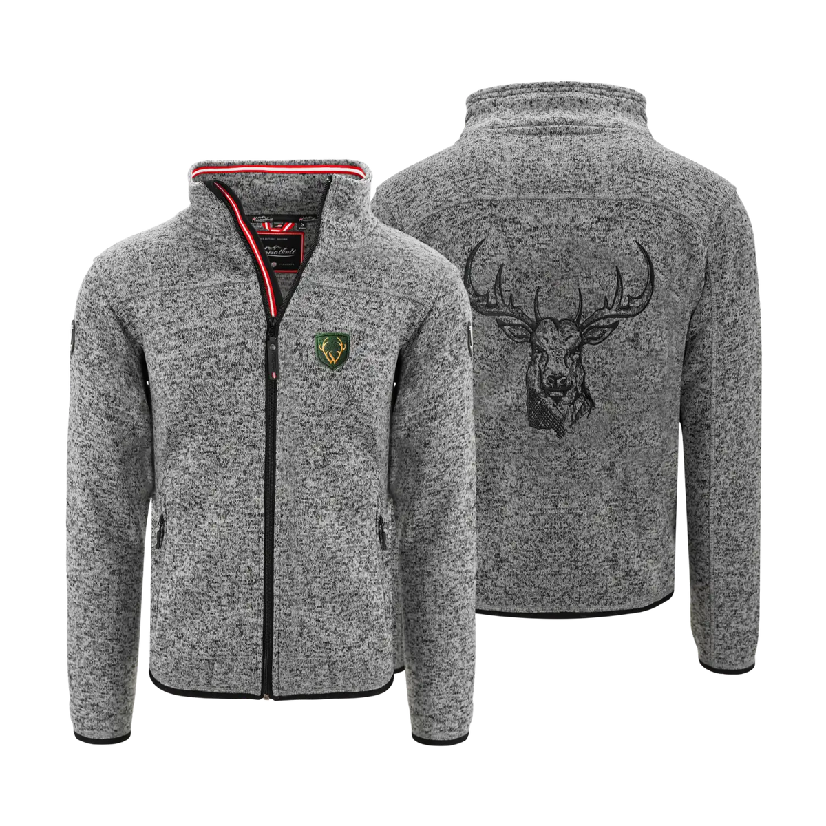 Herren Fleece Weste ohne Kapuze Hirsch #Farbe_Dunkelgrau