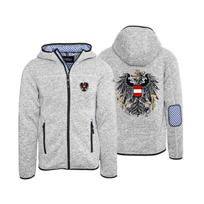 Österreich Trachten Kultjacke mit Kapuze - Karo Blau