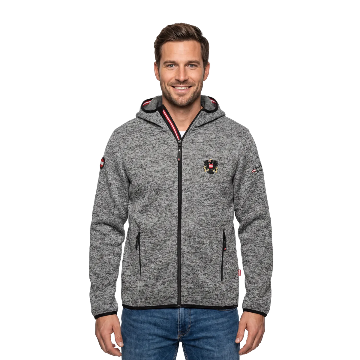 Herren Kultjacke mit Kapuze dunkelgrau Österreich #Farbe_Dunkelgrau