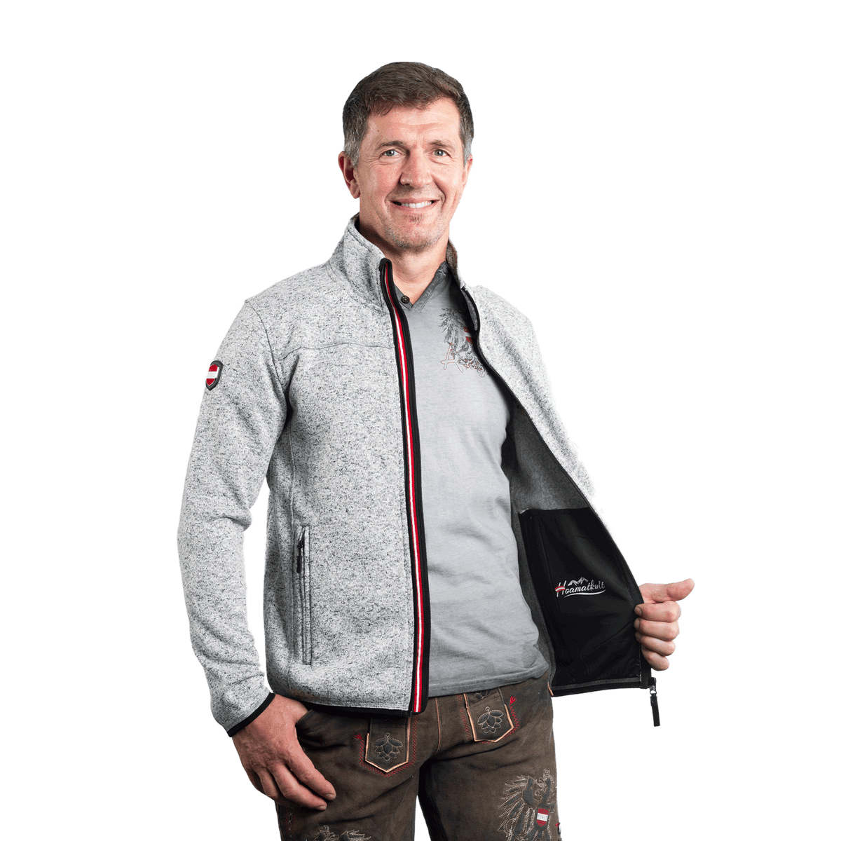 Herren Kultjacke ohne Kapuze hellgrau