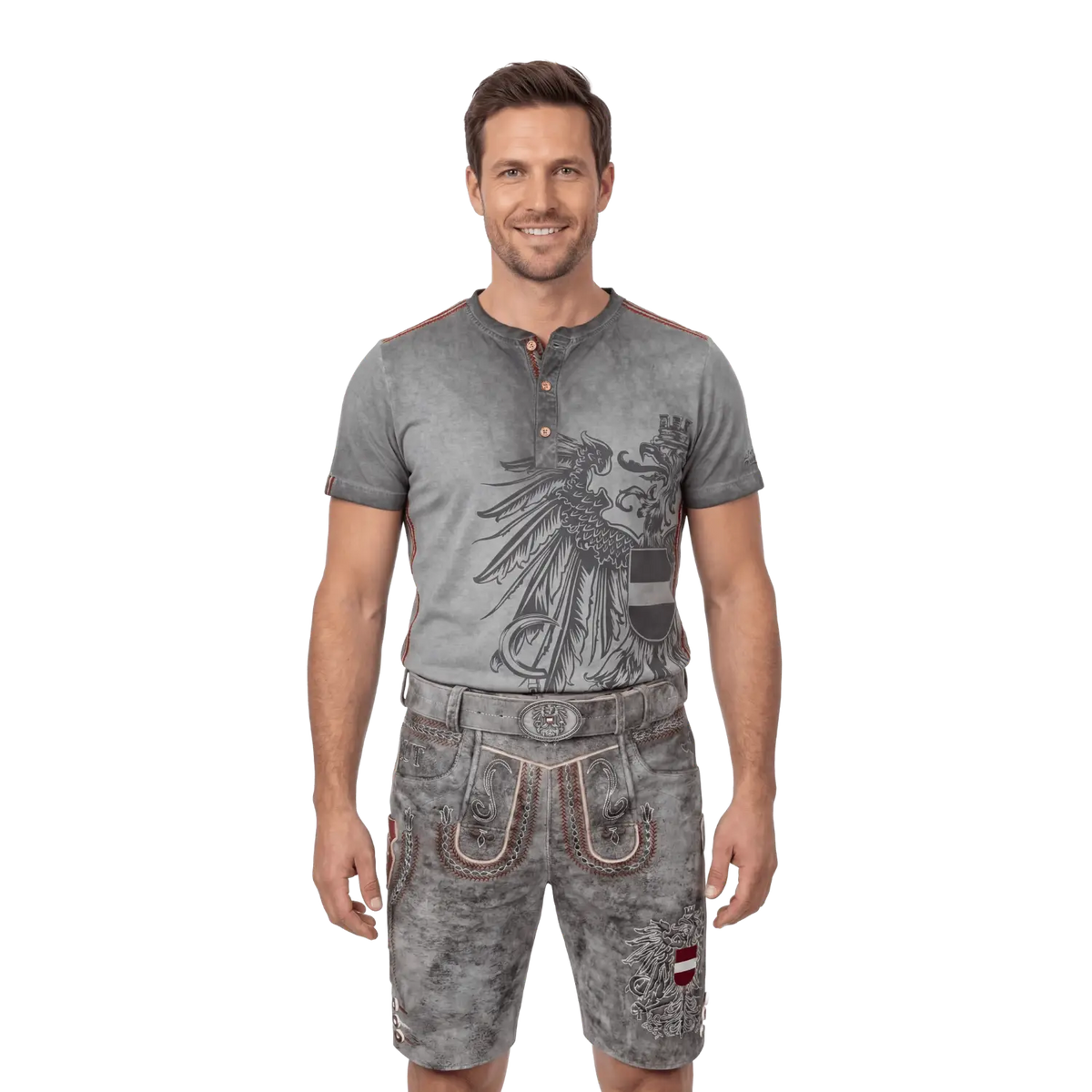 Herren Lederhose grau Österreich Adler #Farbe_Vintage-Grau