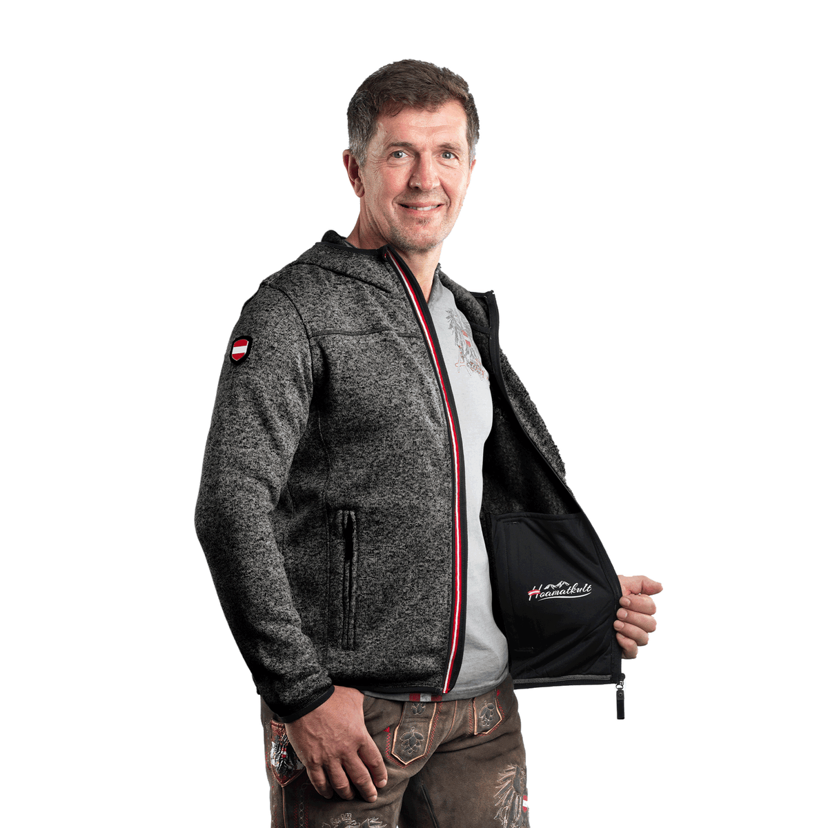 Herren Strickfleece Jacke anthrazit