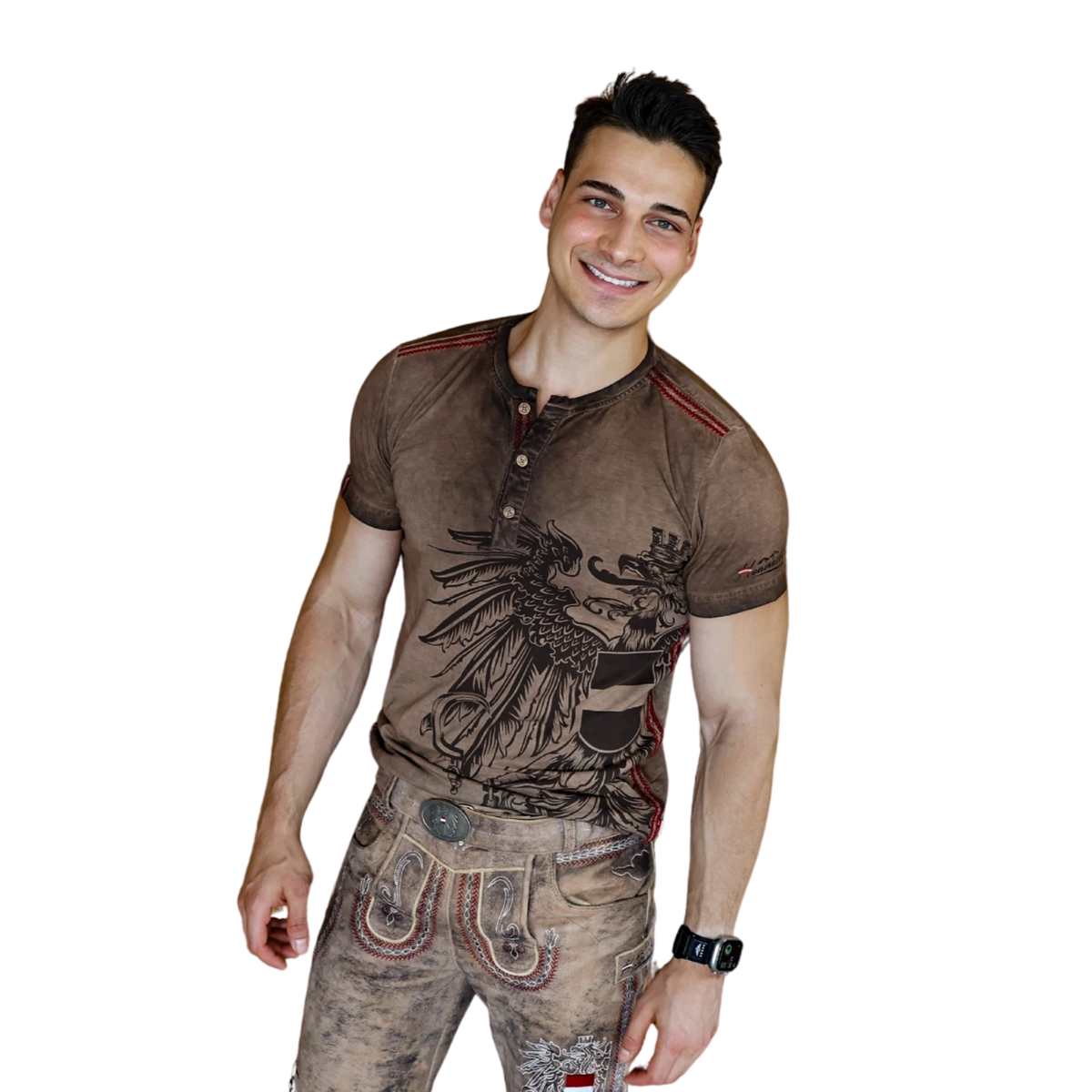 Herren Trachten T-Shirt dunkelbraun Hoamatkult #Farbe_Dunkelbraun-Vintage