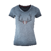 Herz Geweih Glitzer Shirt Damen blau #Farbe_Dunkelblau