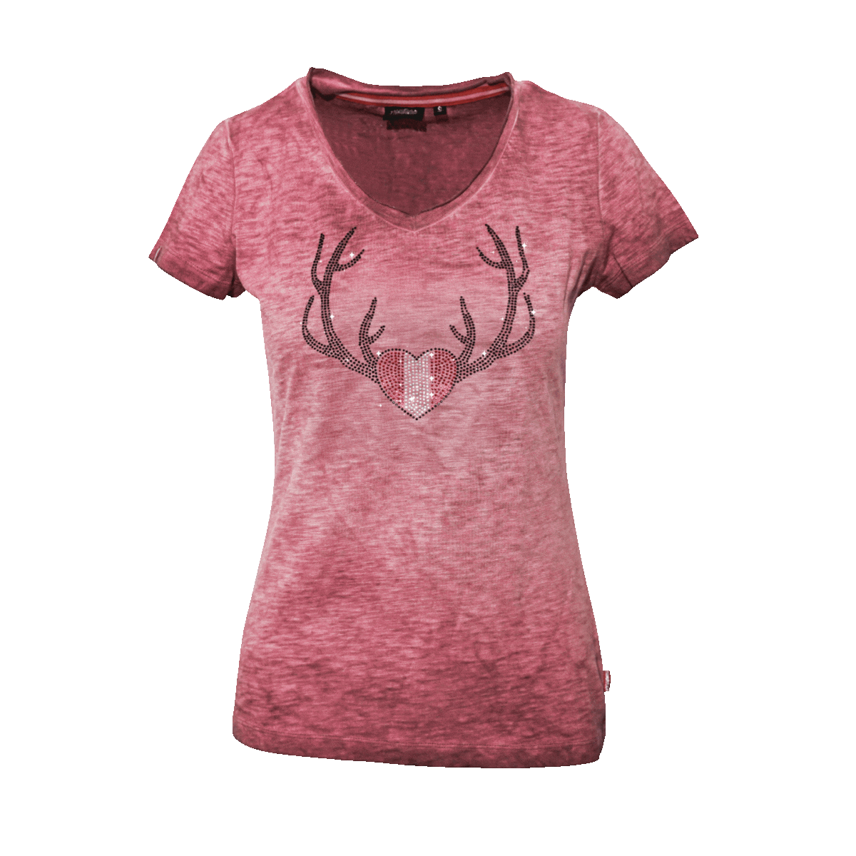 Herz Geweih Glitzer Shirt Damen rosa #Farbe_Rosa