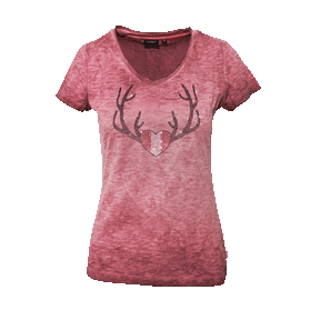 Herz Geweih Glitzer T-Shirt - Rosa