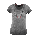 Herz Geweih Glitzer T-Shirt Damen dunkelgrau #Farbe_Dunkelgrau