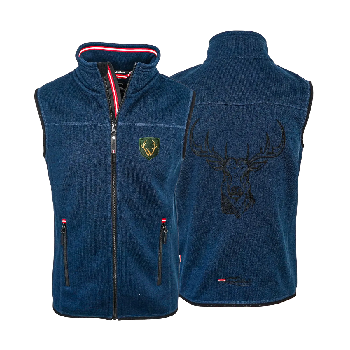 Hirsch Geweih Fleece Gilet dunkelblau Herren #Farbe_Dunkelblau