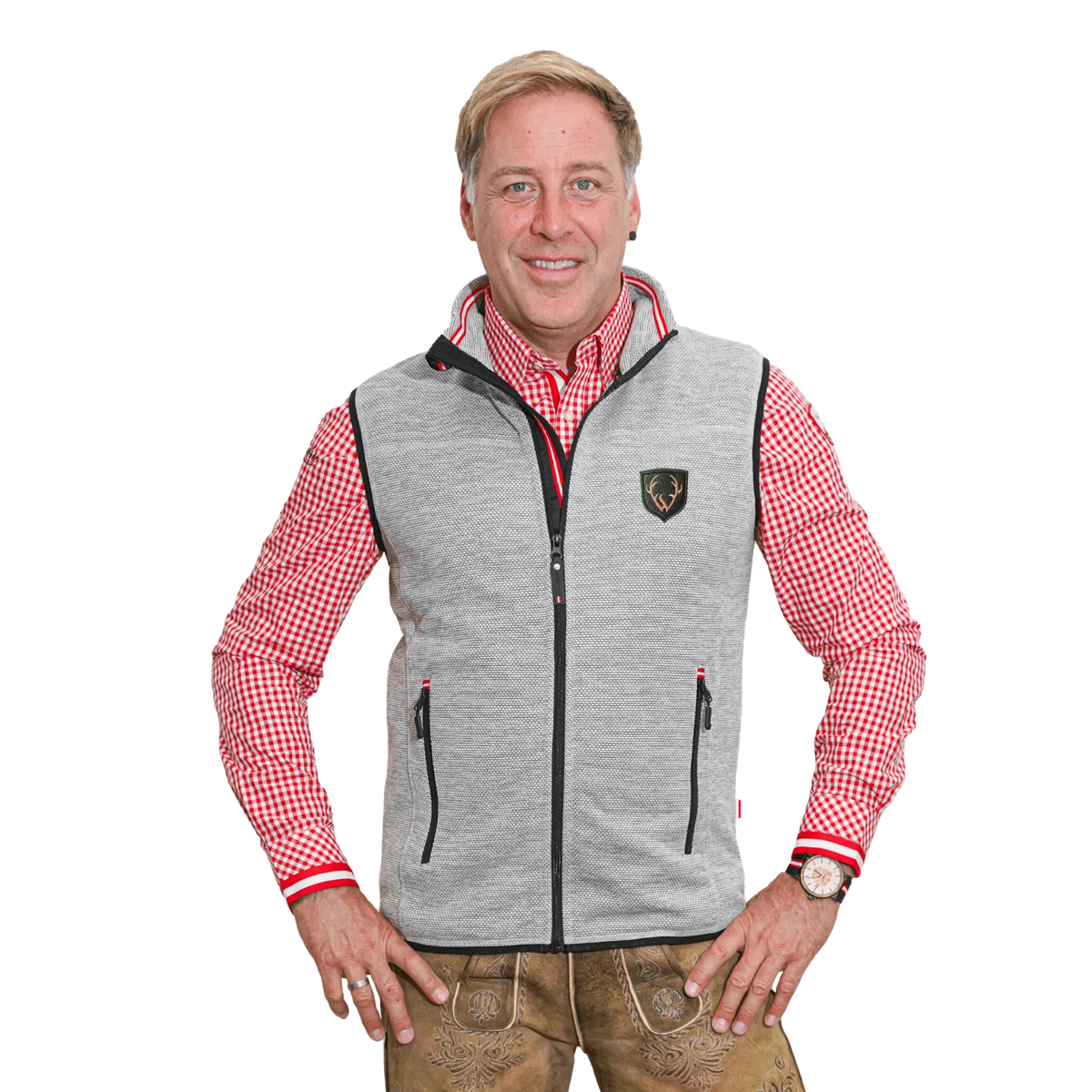 Hirsch Geweih Kultgilet Dobby Fleece hellgrau #Farbe_Hellgrau
