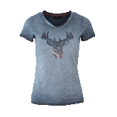 Hirsch Glitzer T-Shirt Damen dunkelblau #Farbe_Dunkelblau