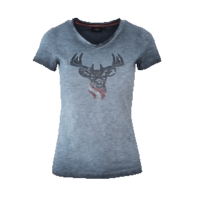 Hirsch Glitzer T-Shirt - Granitblau