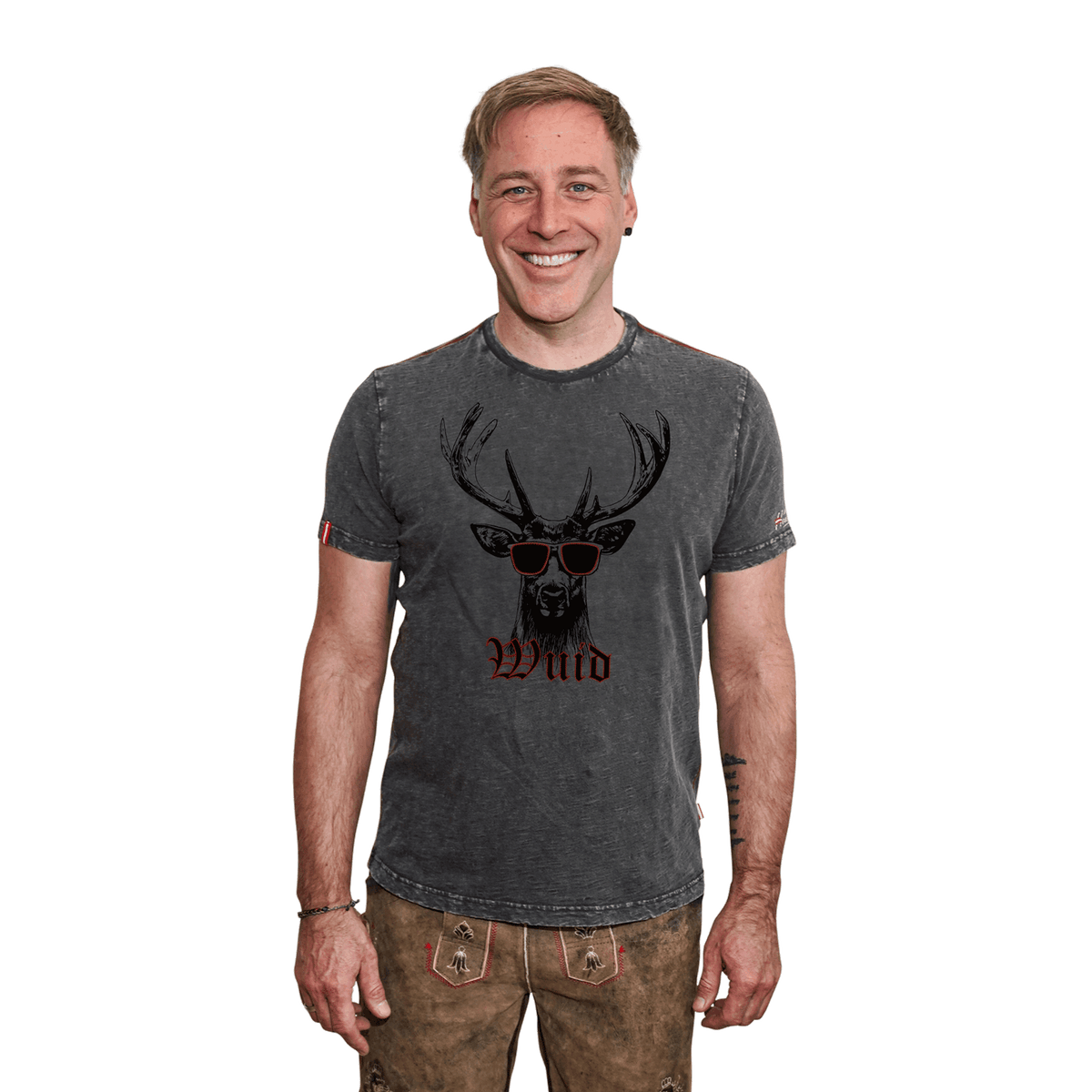 Hirsch Trachten T-Shirt Herren dunkelgrau