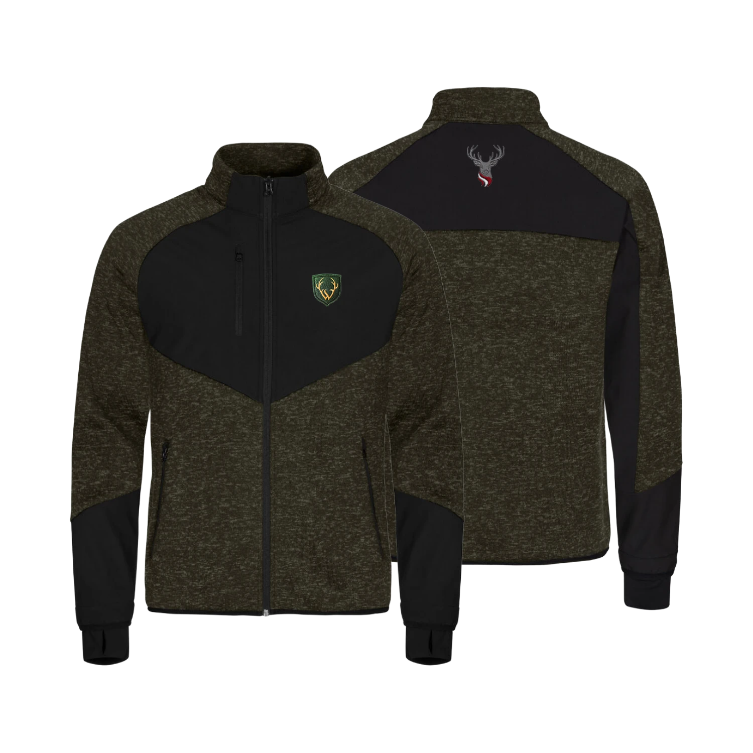 Hirsch Kultjacke Softshell-Fleece - Dunkelgrün