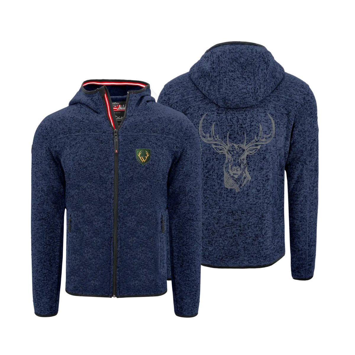 Hoamatkult Herren Fleece Weste dunkelblau Hirsch #Farbe_Dunkelblau