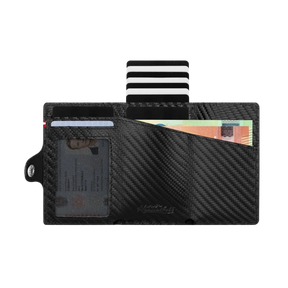 Adler Smart Wallet mit Karten-Pop-Up Funktion aus Echtleder - Carbon Schwarz