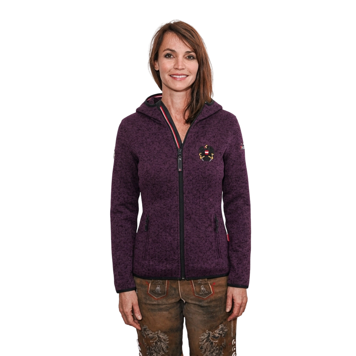LIMITIERTE Österreich Adler Kultjacke mit Kapuze - Bordeaux-Violett