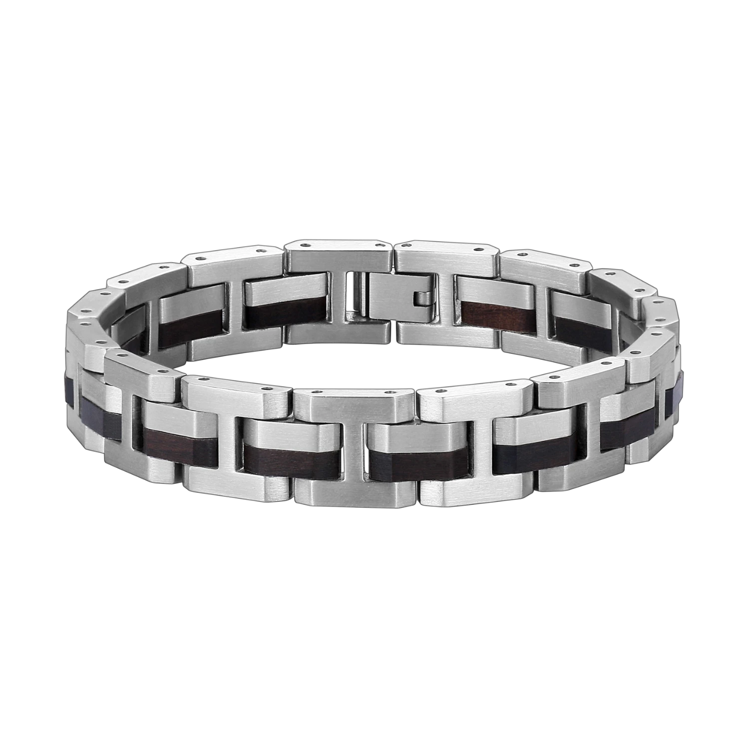 Hoamatkult Holzarmband mit silber Edelstahl