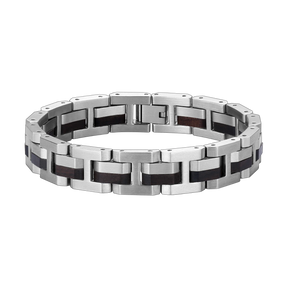 Hoamatkult Holzarmband mit silber Edelstahl