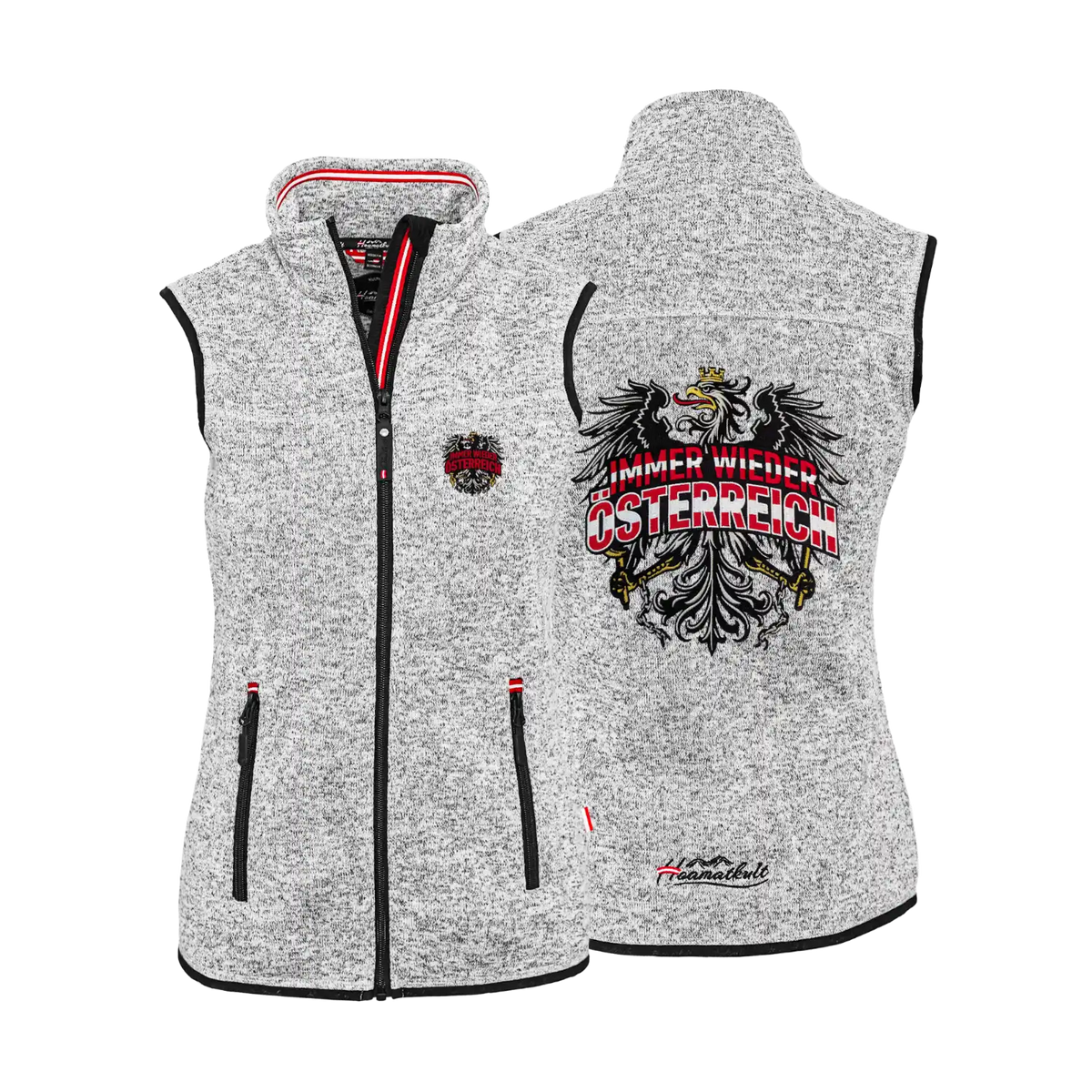 Hoamatkult Österreich Adler Gilet hellgrau Damen #Farbe_Hellgrau