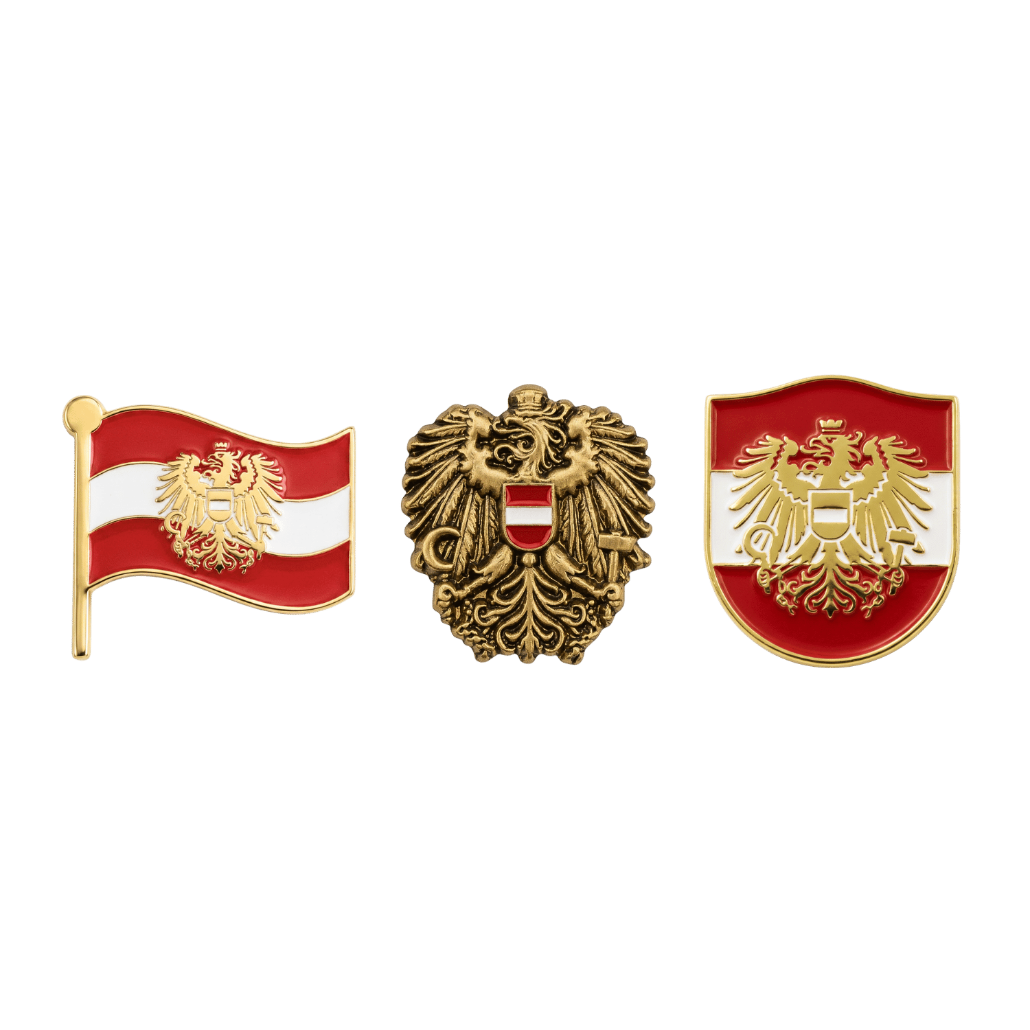 Hoamatkult Österreich Anstecknadel Set Adler Gold