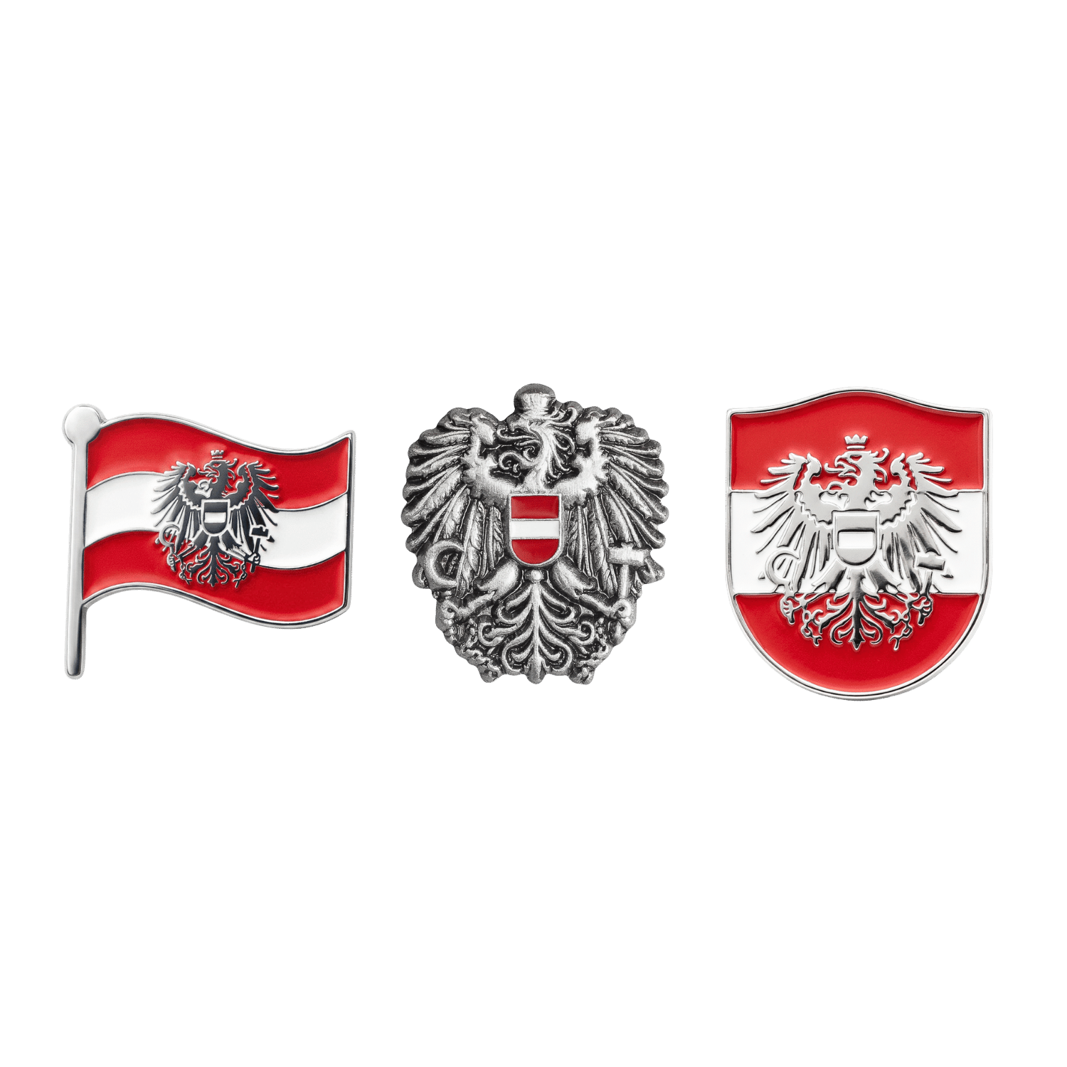 Hoamatkult Österreich Anstecknadel Set Adler Silber