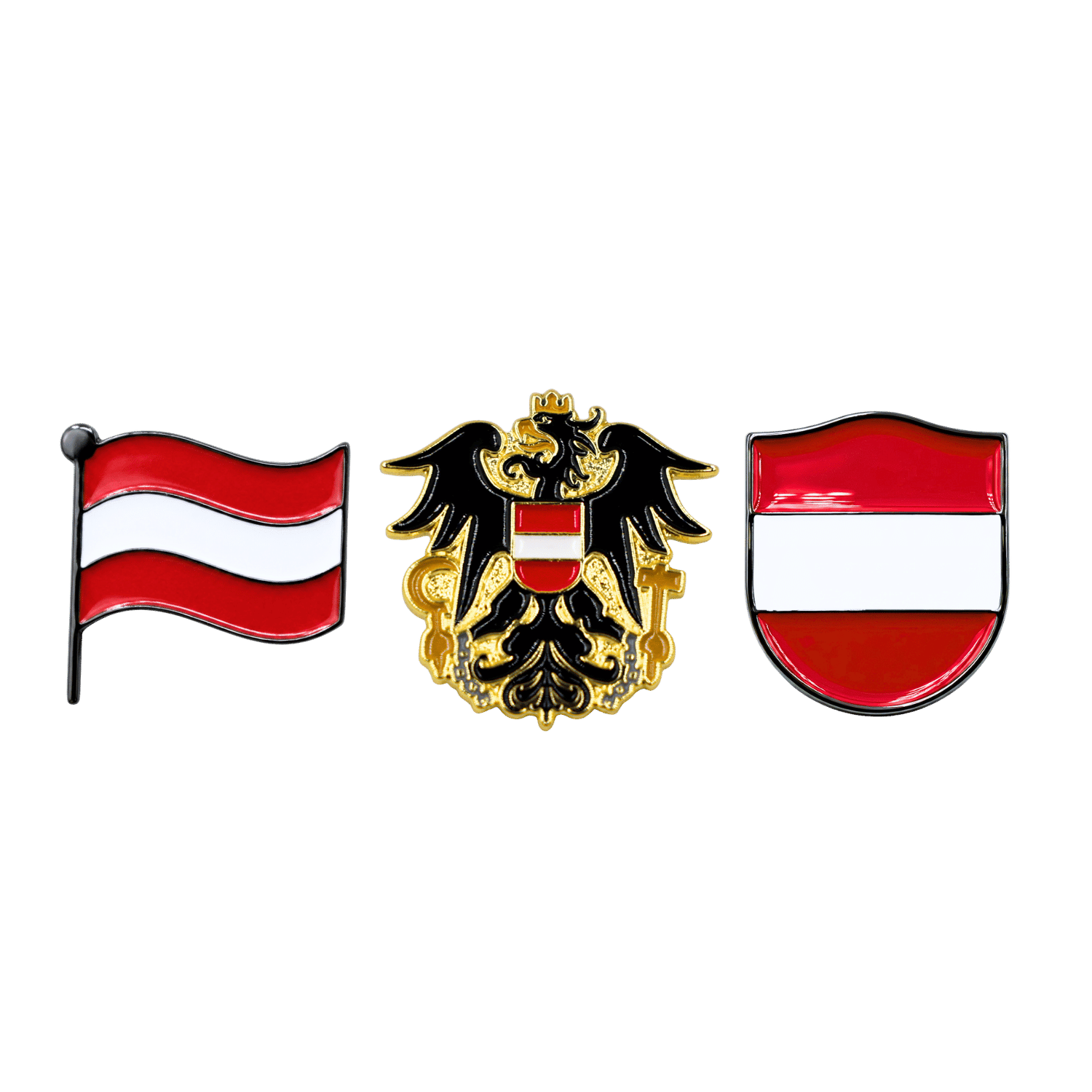 Hoamatkult Österreich Anstecknadel Set Flagge Adler Wappen