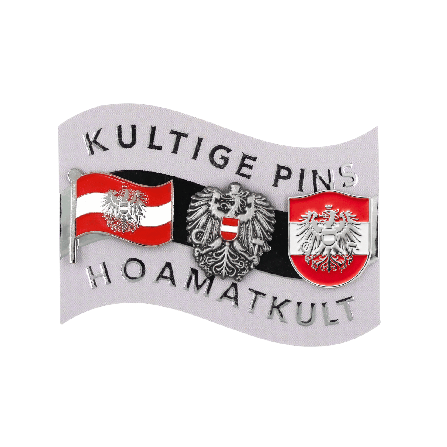 Hoamatkult Österreich Pin Set Silber Verpackung