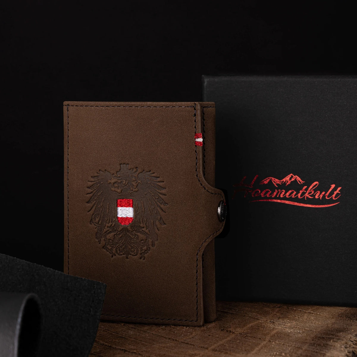 Hoamatkult Slim Wallet Damen mit Spiegel #Farbe_Vintage Braun