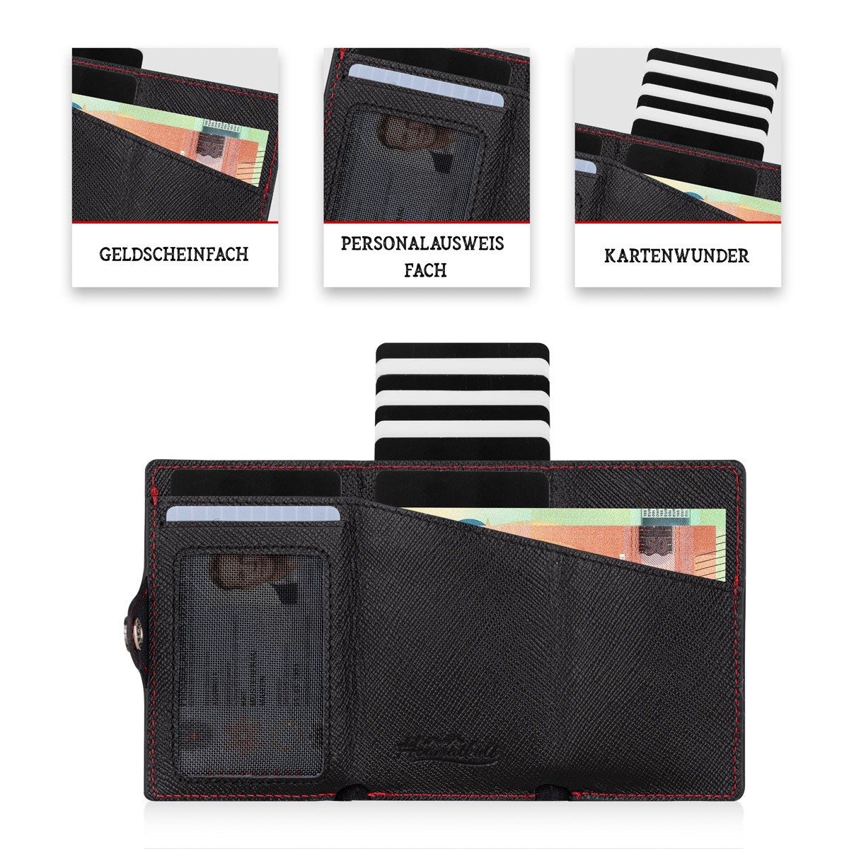 Hoamatkult Slim Wallet Leder schwarz #Farbe_Saffiano Schwarz