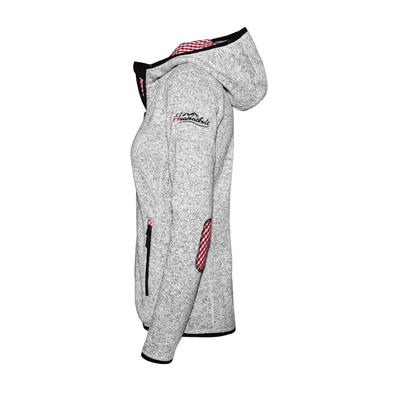 Österreich Trachten Kultjacke mit Kapuze - Karo Rot