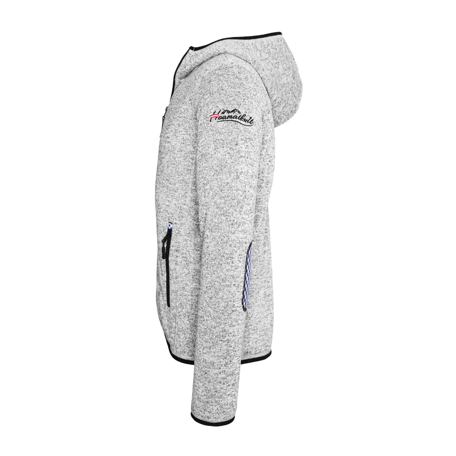 Österreich Trachten Kultjacke mit Kapuze - Karo Blau