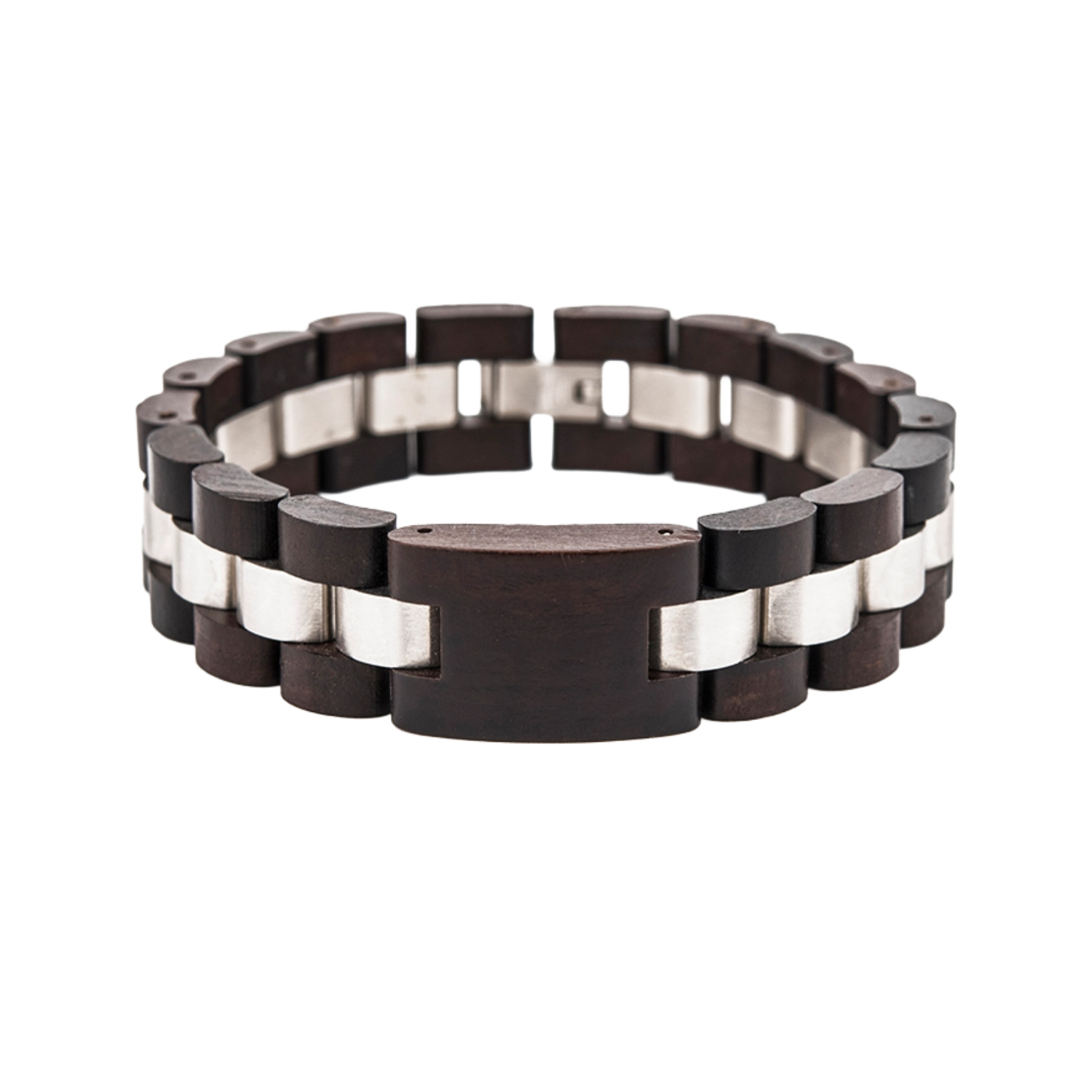 Holzarmband mit Metalleinsatz