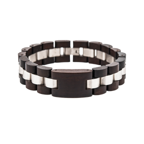 Holzarmband mit Metalleinsatz