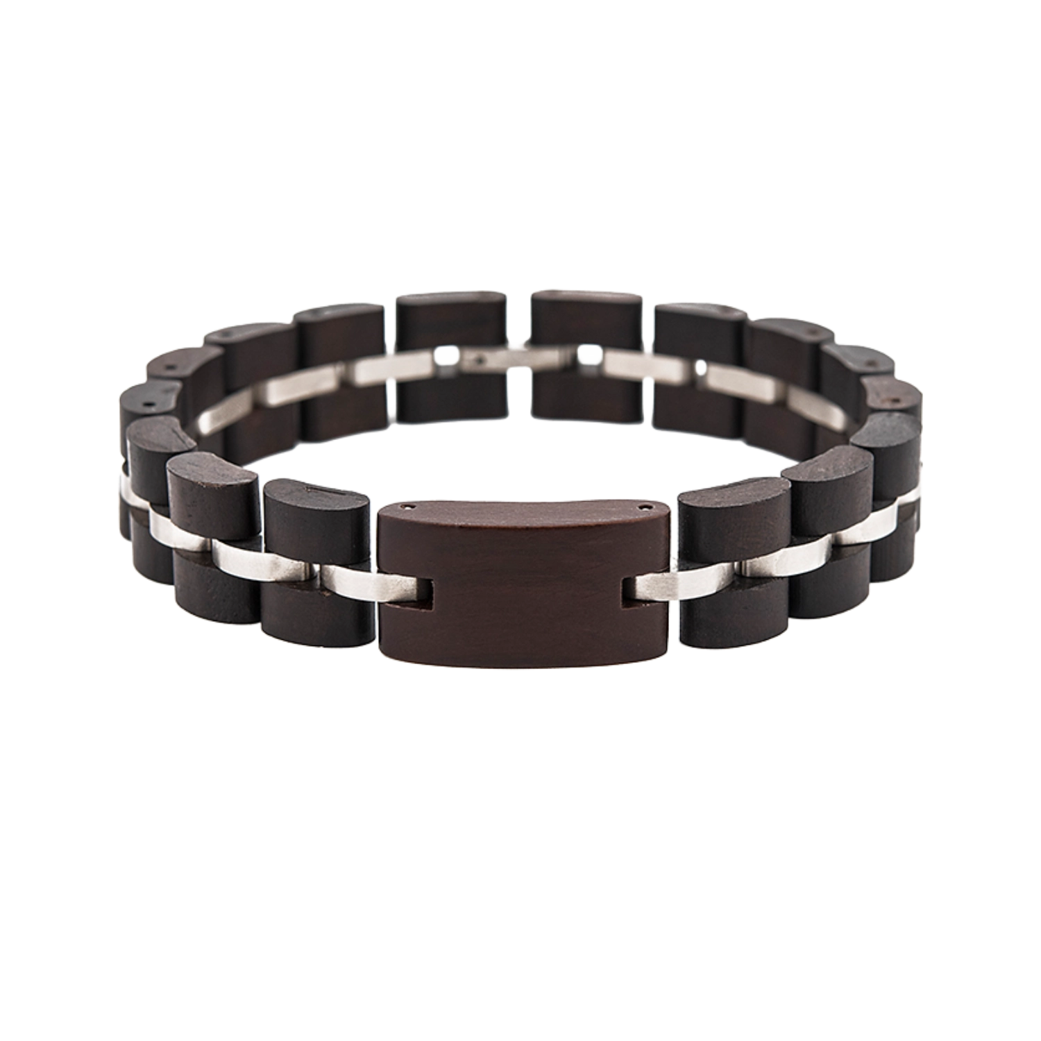 Holzarmband mit Metalleinsatz