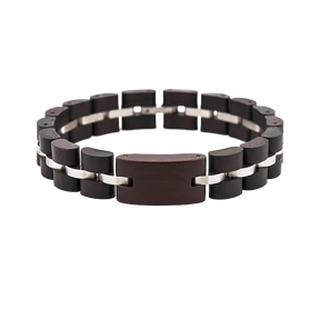 Holzarmband mit Metalleinsatz