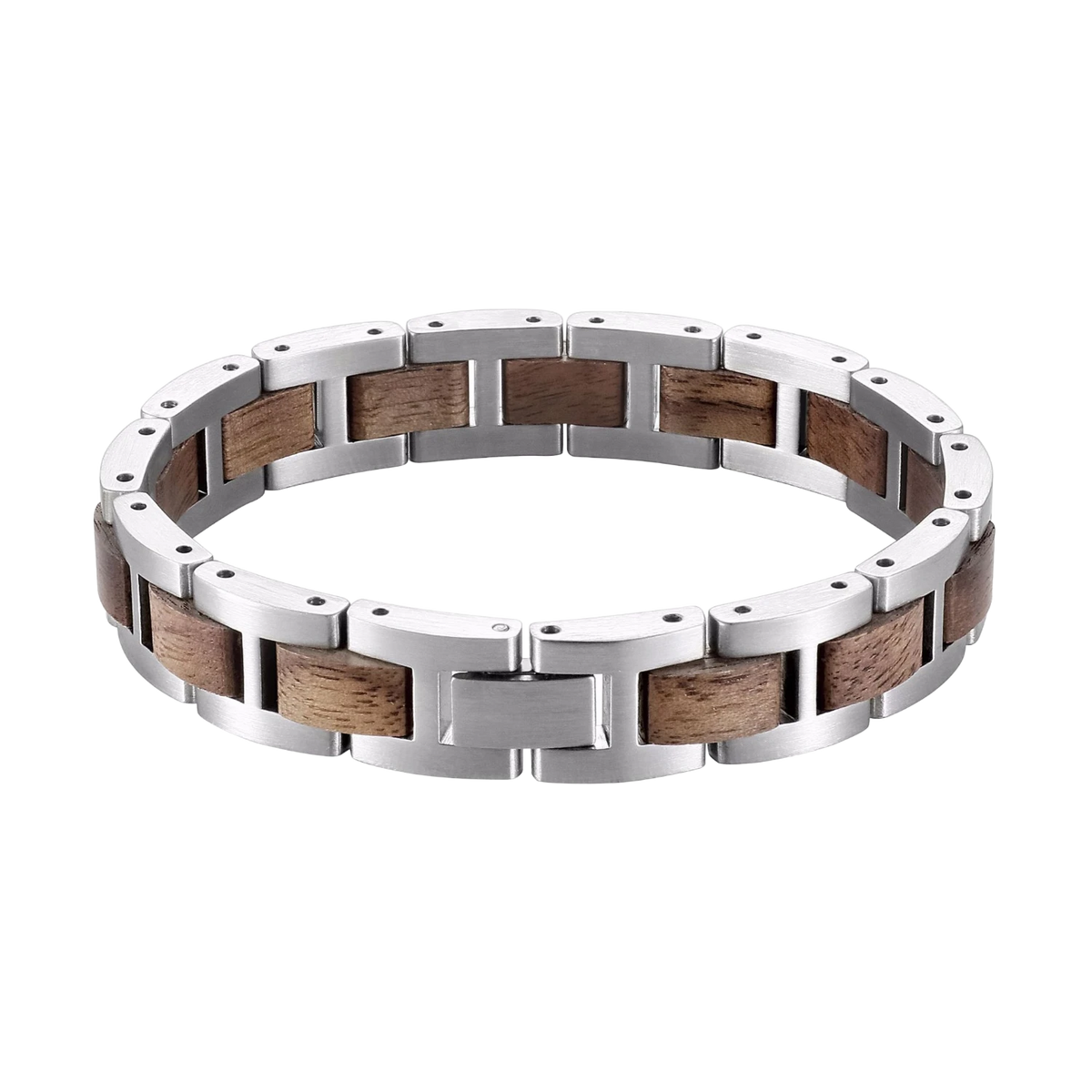 Holzarmband silber Edelstahl Walnuss Holz