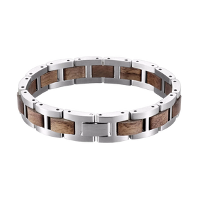 Holzarmband silber Edelstahl Walnuss Holz