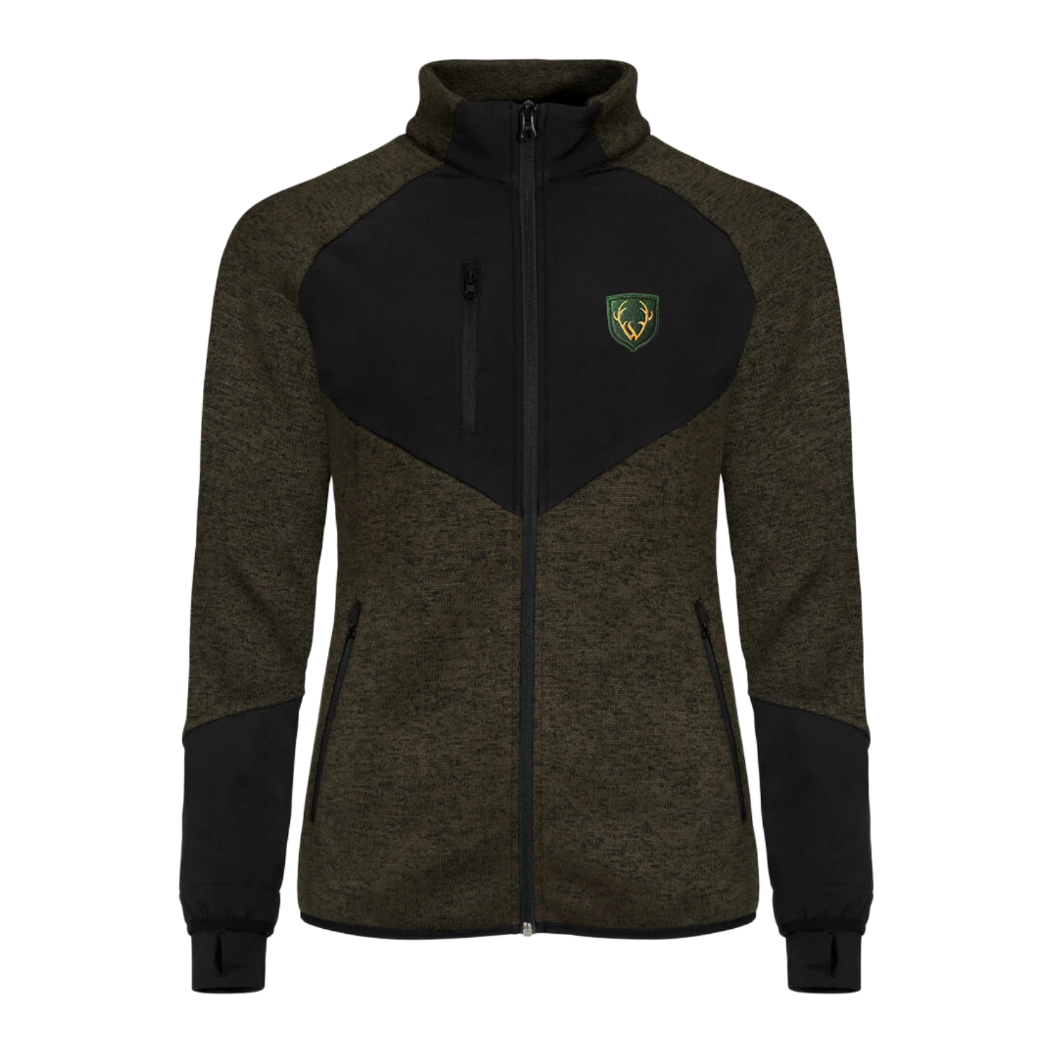 Hirsch Kultjacke Softshell-Fleece - Dunkelgrün