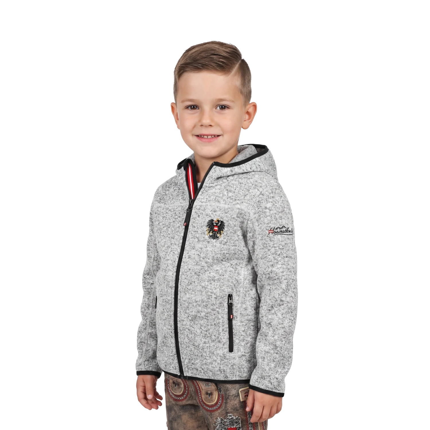 Kinder Strickfleece Jacke hellgrau Österreich
