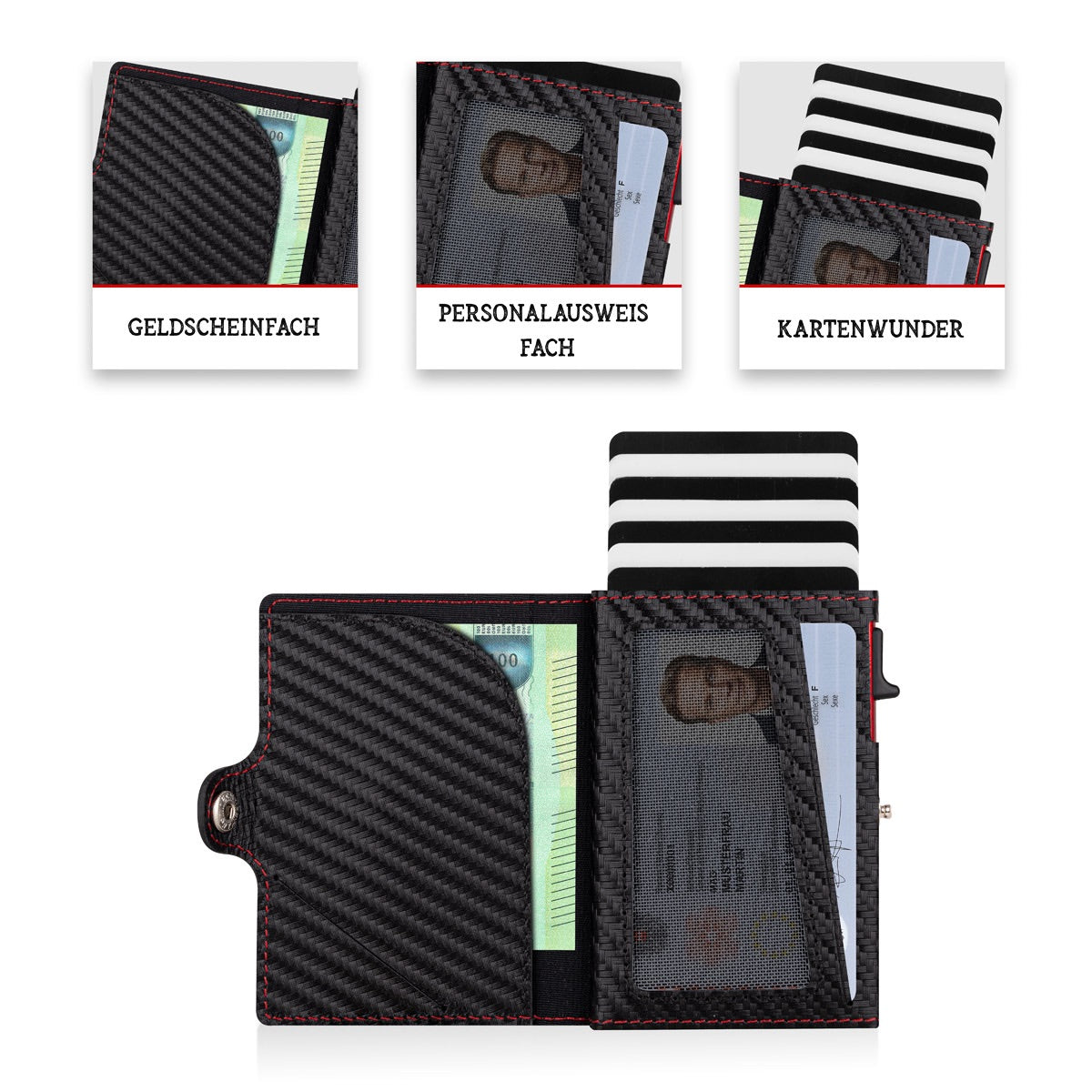 Adler Smart Wallet Bifold mit Karten-Pop-Up Funktion aus Echtleder