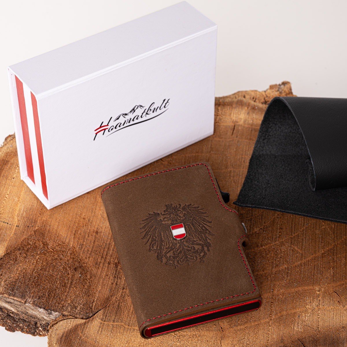 Adler Smart Wallet Bifold mit Karten-Pop-Up Funktion aus Echtleder