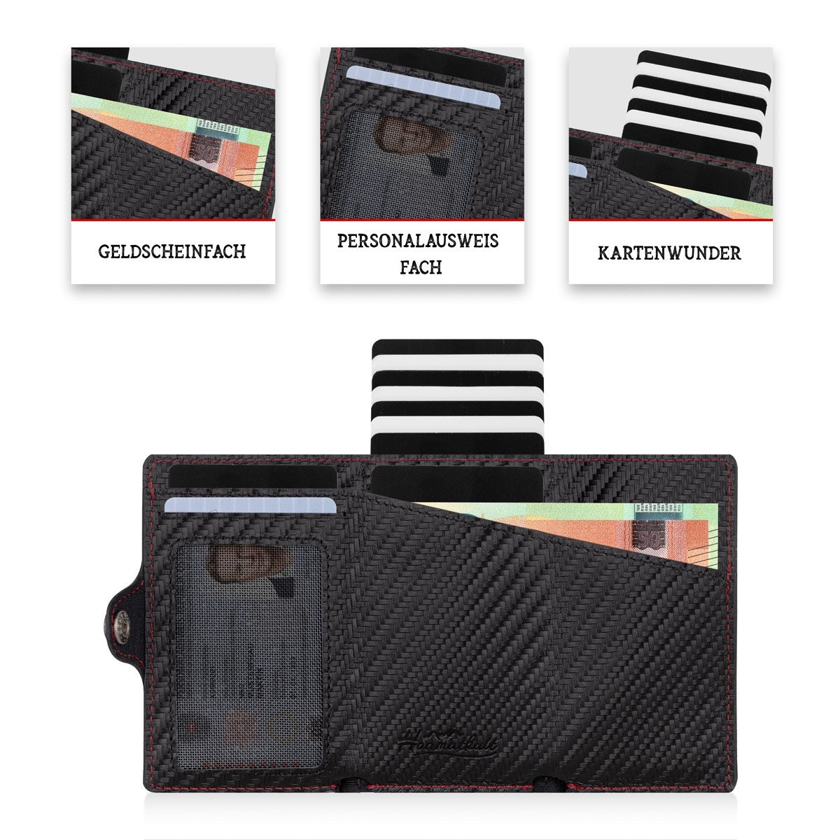 Österreich Smart Wallet Trifold mit Karten-Pop-Up Funktion aus Echtleder