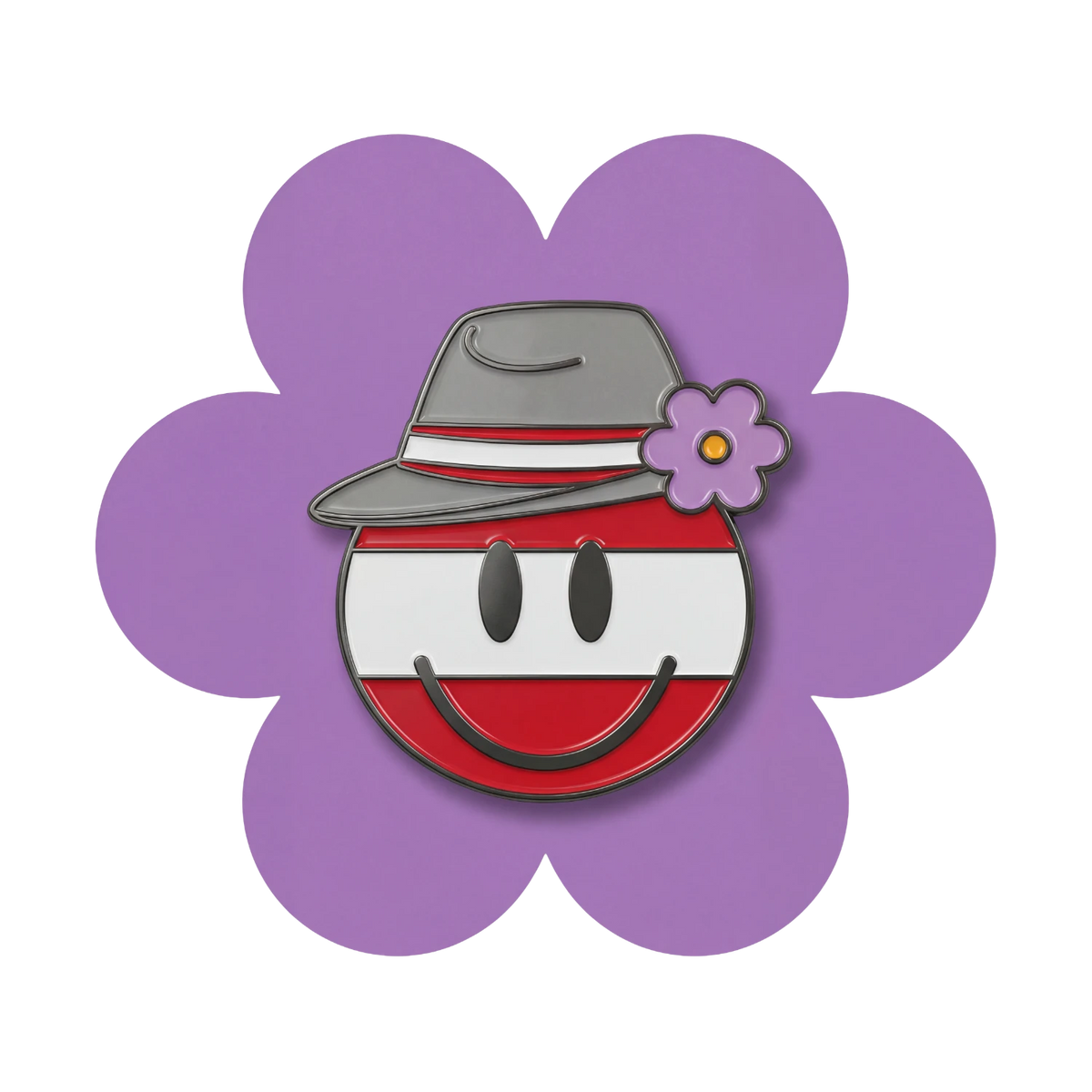 Kult Smiley Blume Frühling Anstecker