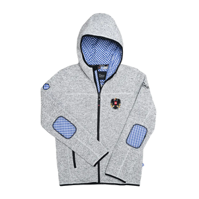 Österreich Trachten Kultjacke mit Kapuze - Karo Blau
