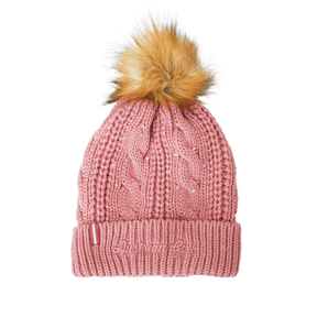 Mütze Damen rosa Strickmuster