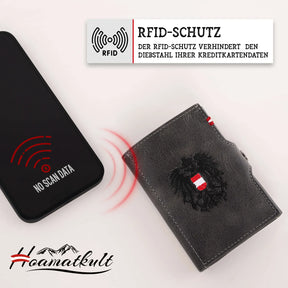 Adler Slim Wallet aus Echtleder mit Spiegel, Münzfach & RFID-Schutz - Schwarz