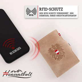 Adler Slim Wallet aus Echtleder mit Spiegel, Münzfach & RFID-Schutz